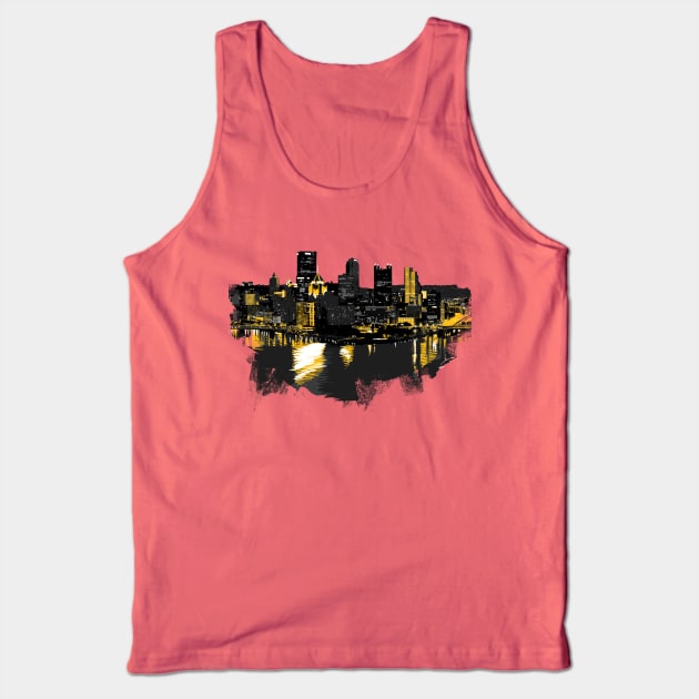 Pittsburgh Downtown Skyline Digital Painting Tank Top by polliadesign